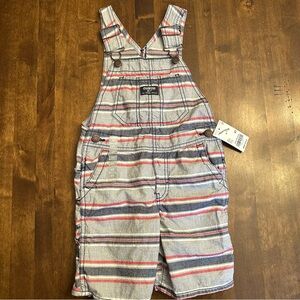 New Oshkosh Overalls Shorts 4T Boys Nautical Coastal Preppy School Patriotic